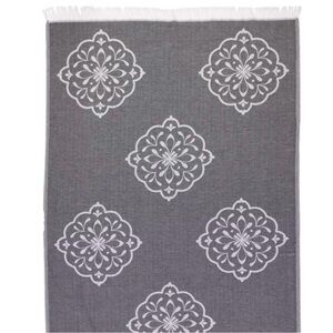 Medallion Pestamal Turkish cotton flatwoven towel black